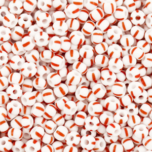 Preciosa rocailles 3mm white red, 5 gram